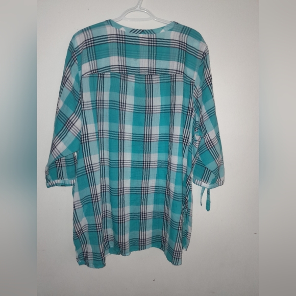 St John's bay women's light weight  plus size plaid blouse cotton size 2X - Picture 7 of 13